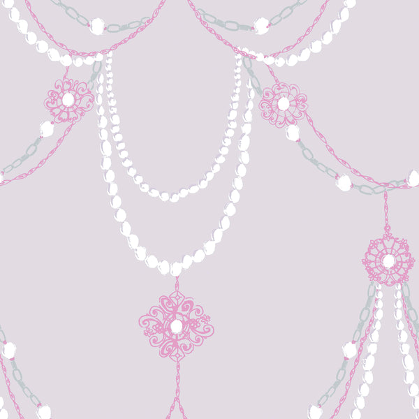 Dressed Up Drape Kids/Nursery Illustration - Lilac and Fuchsia | Architectural Wallcoverings
