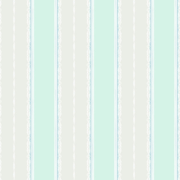 Glitter Frills Stripe Kids/Nursery Stripe - Sky Blue and Teal | Architectural Wallcoverings