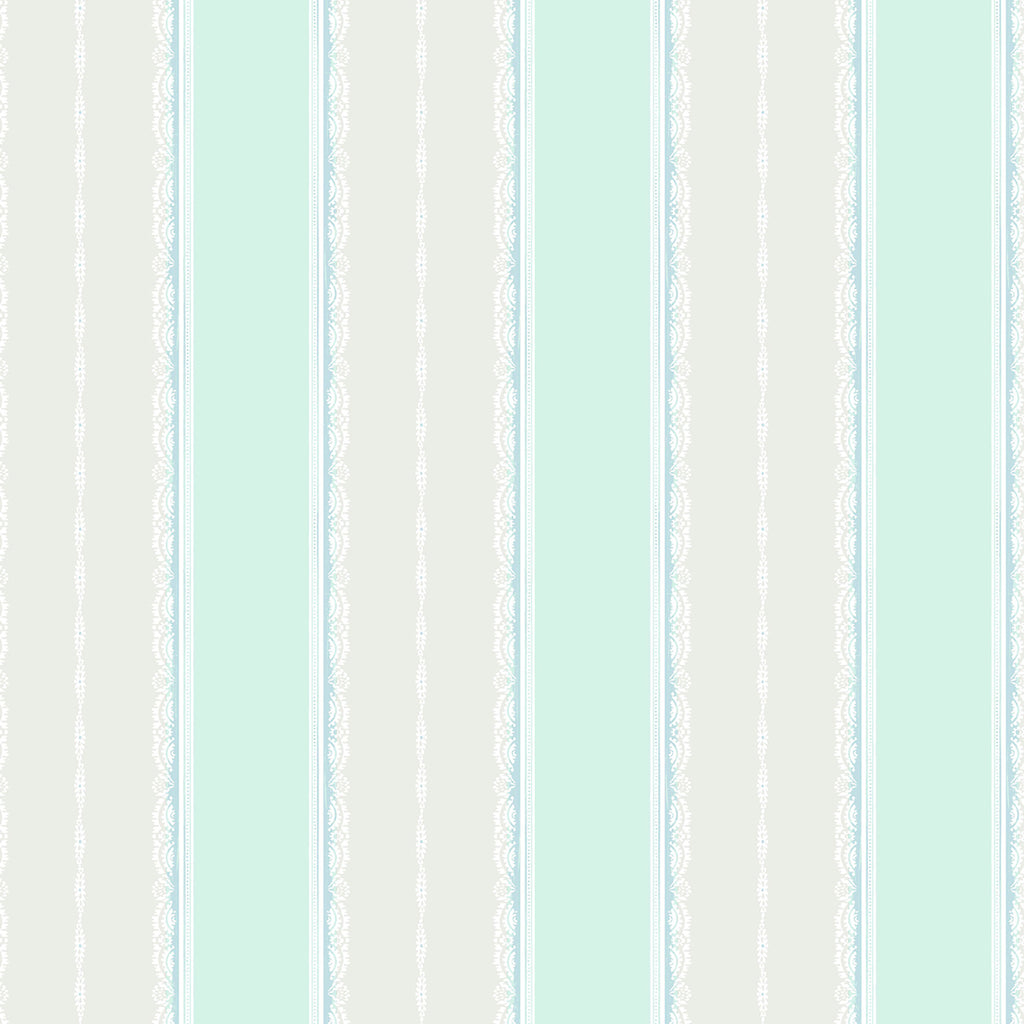 Malibu Glitter Frills Stripe Wallpaper - Kids/Nursery Stripe - Sky Blue and Teal | Malibu Wallpaper