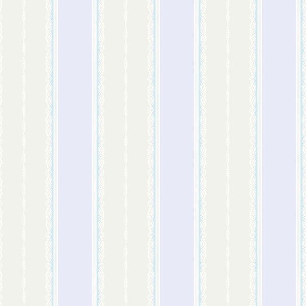 Malibu Glitter Frills Stripe Wallpaper - Kids/Nursery Stripe - Lilac and Gray | Malibu Wallpaper