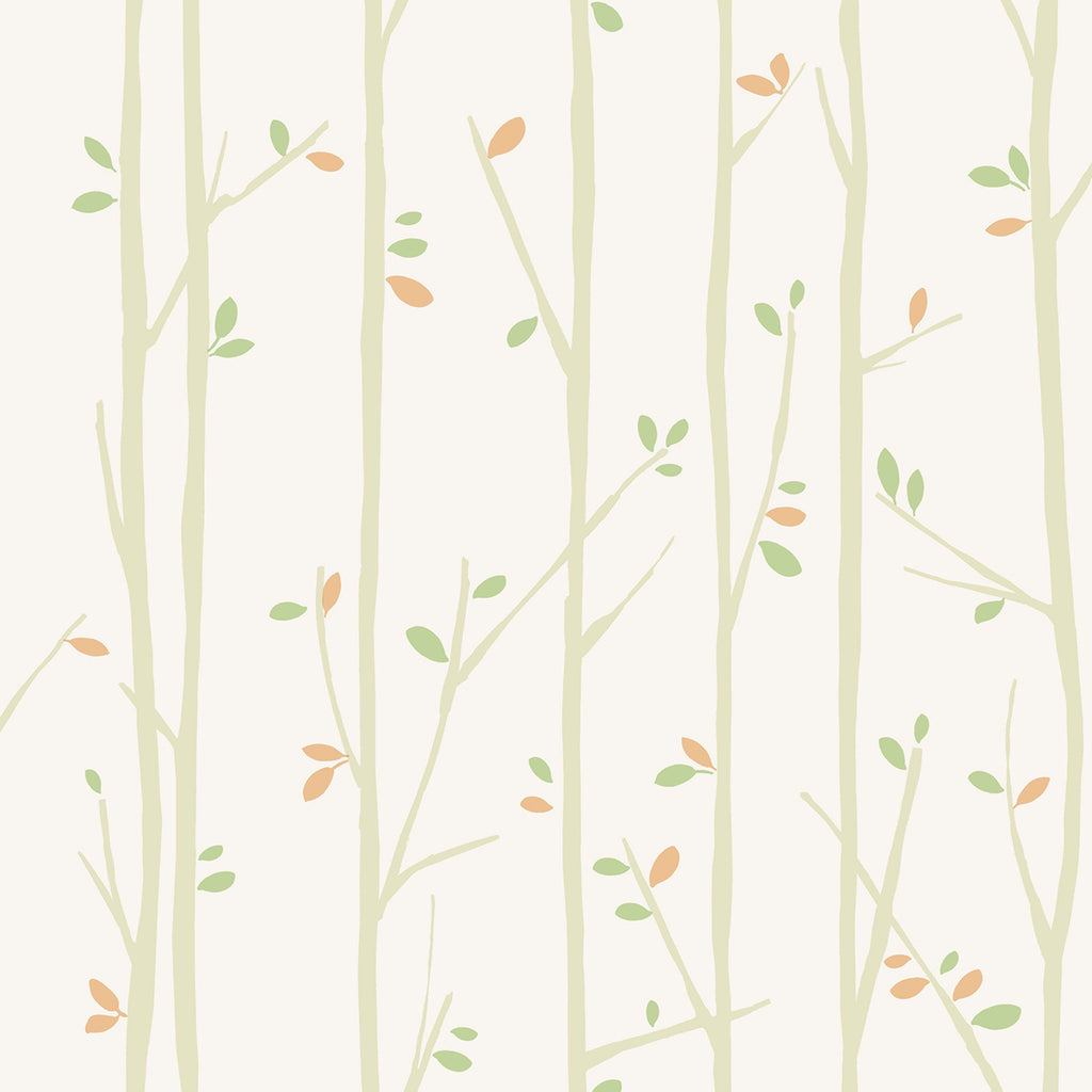 Malibu Tree Top Wallpaper - Kids/Nursery Botanical - Tan, Moss, and Pumpkin | Malibu Wallpaper