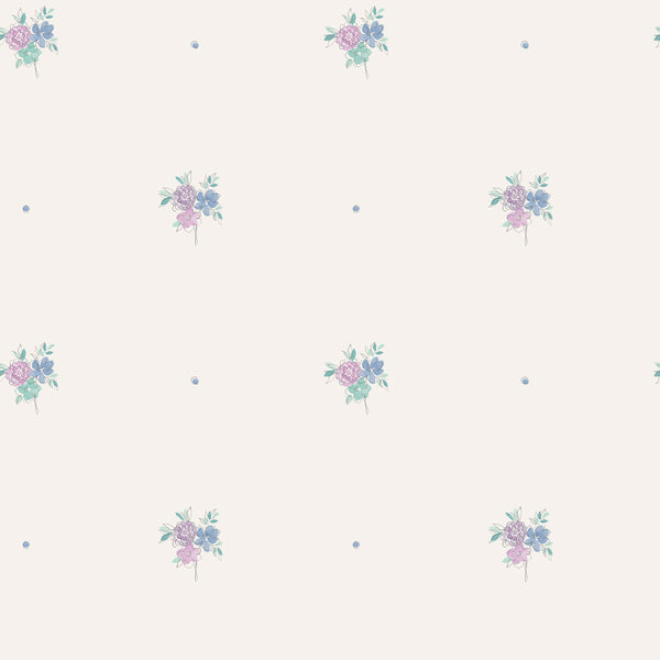 Malibu Little Posy Wallpaper - Kids/Nursery Floral - Periwinkle and Lilac | Malibu Wallpaper