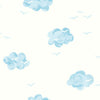 Malibu Daydream Wallpaper - Kids/Nursery Illustration - White and Sky Blue | Malibu Wallpaper