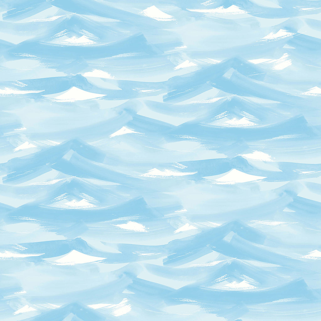 Malibu Drift Away Wallpaper - Kids/Nursery Abstract - White and Sky Blue | Malibu Wallpaper