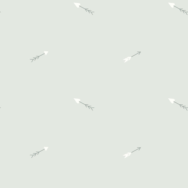 Malibu Hearts and Darts Wallpaper - Kids/Nursery Illustration - Gray and White | Malibu Wallpaper