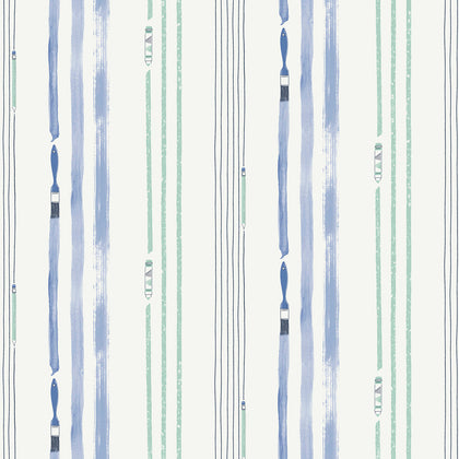 Outside the Lines Kids/Nursery Abstract - Periwinkle and Teal | Architectural Wallcoverings