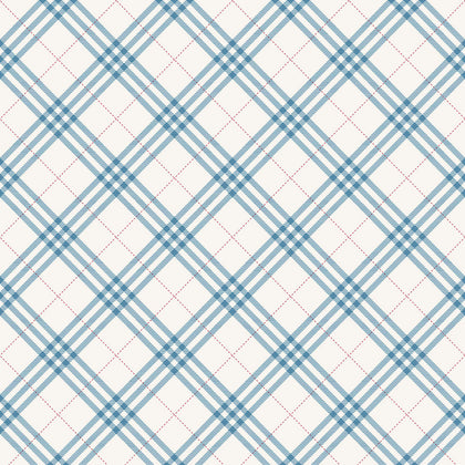 Diagonal Plaid Kids/Nursery Plaid - Cerulean and Crimson | Architectural Wallcoverings