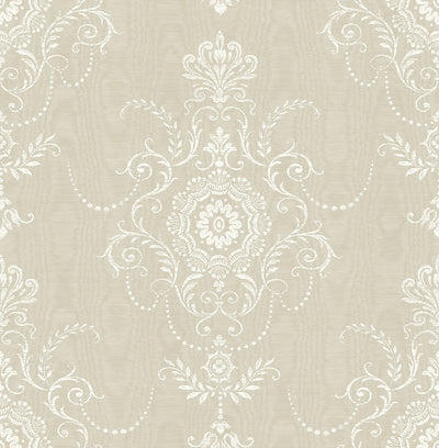 Colette Cameo Country Damask - Fog | Architectural Wallcoverings