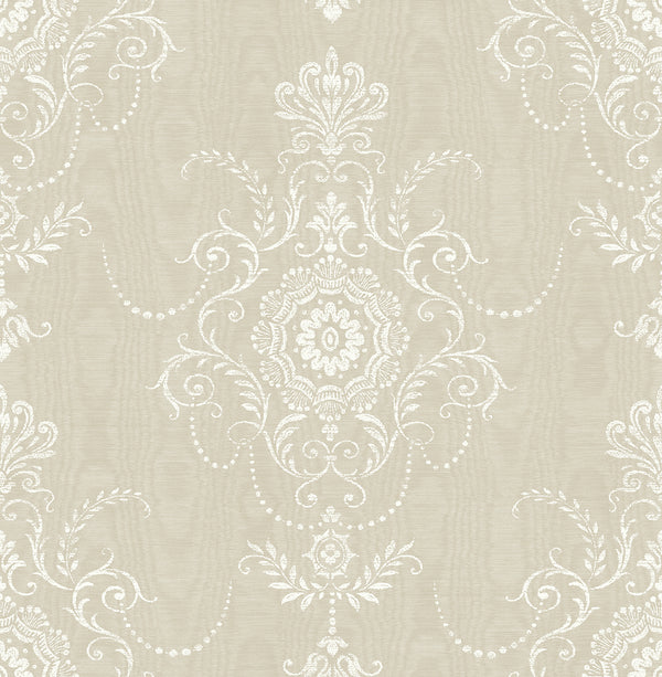 Colette Cameo Country Damask - Fog | Architectural Wallcoverings
