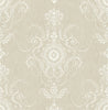 Malibu Colette Cameo Wallpaper - Country Damask - Fog