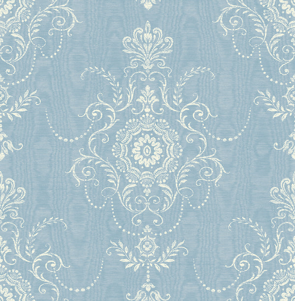 Colette Cameo Country Damask - Bleu Bisque | Architectural Wallcoverings