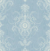 Malibu Colette Cameo Wallpaper - Country Damask - Bleu Bisque