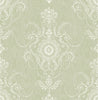 Malibu Colette Cameo Wallpaper - Country Damask - Washed Green