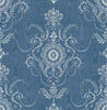 Malibu Colette Cameo Wallpaper - Country Damask - French Blue
