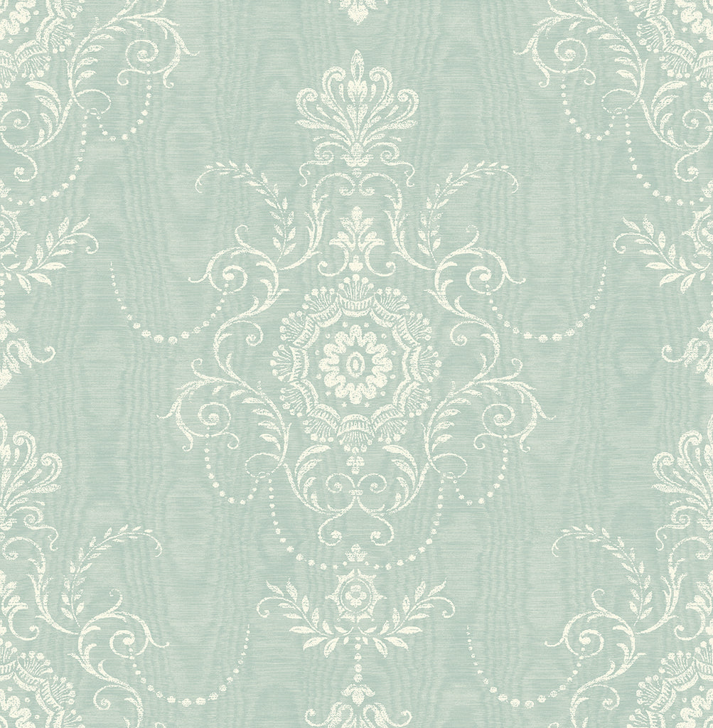 Malibu Colette Cameo Wallpaper - Country Damask - Summer Sky