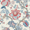 Malibu Bernadette Jacobean Wallpaper - Country Floral - French Blue & Antique Ruby