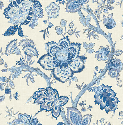 Bernadette Jacobean Country Floral - French Blue | Architectural Wallcoverings