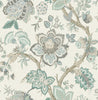 Malibu Bernadette Jacobean Wallpaper - Country Floral - Summer Sky & French Blue