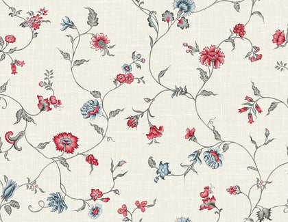Florale Trail Country Floral - Antique Ruby & French Blue | Architectural Wallcoverings