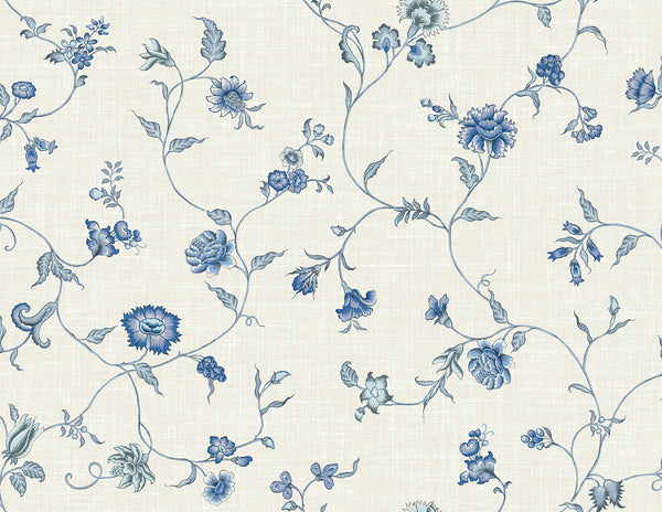 Malibu Florale Trail Wallpaper - Country Floral - French Blue