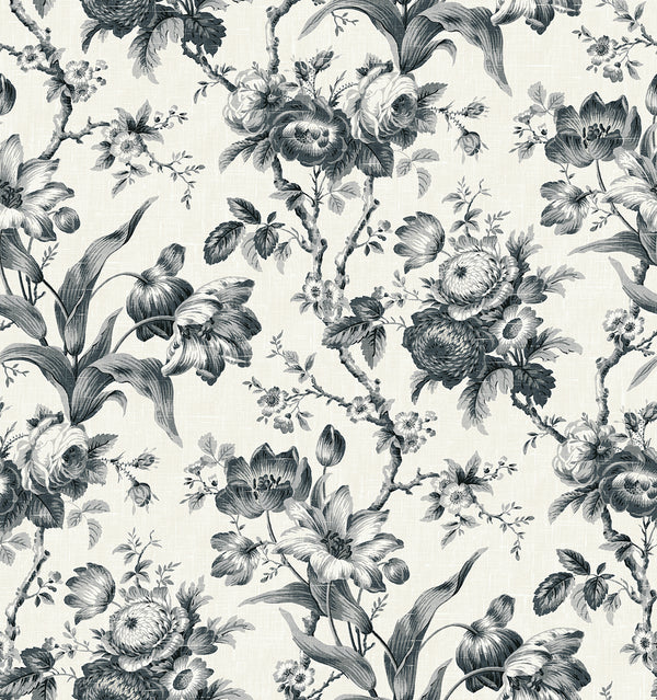 En Rose Country Floral - Poppy Seed | Architectural Wallcoverings