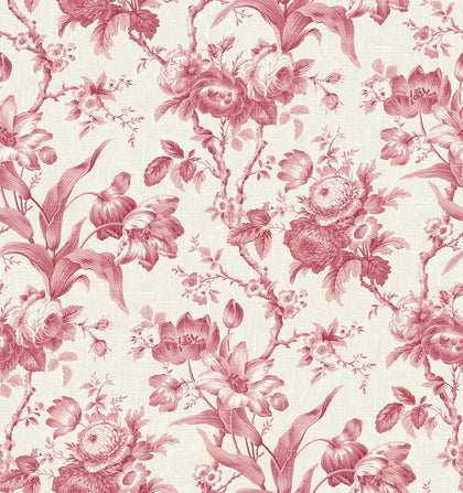 En Rose Country Floral - Cranberry | Architectural Wallcoverings