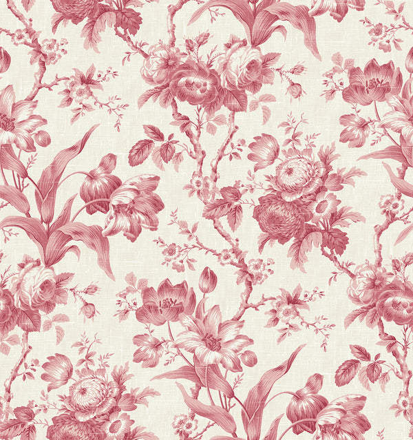 En Rose Country Floral - Cranberry | Architectural Wallcoverings