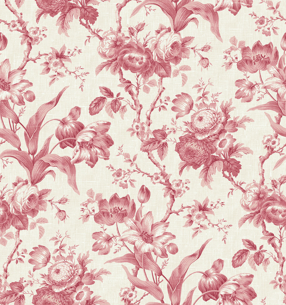 Malibu En Rose Wallpaper - Country Floral - Cranberry