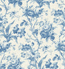 Malibu En Rose Wallpaper - Country Floral - Blue Bell