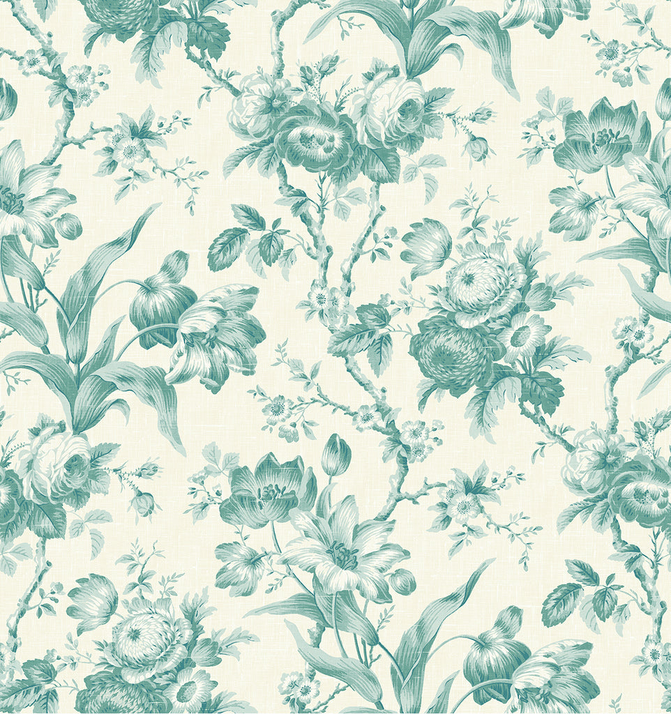 Malibu En Rose Wallpaper - Country Floral - Minty Meadow