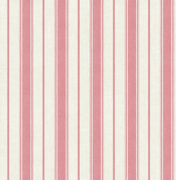 Fentucci Eliott Linen Stripe Wallcovering - Country Stripe - Cranberry
