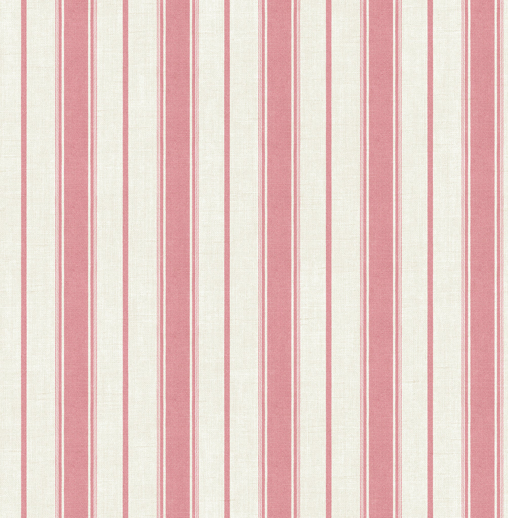 Fentucci Eliott Linen Stripe Wallpaper - Country Stripe - Cranberry