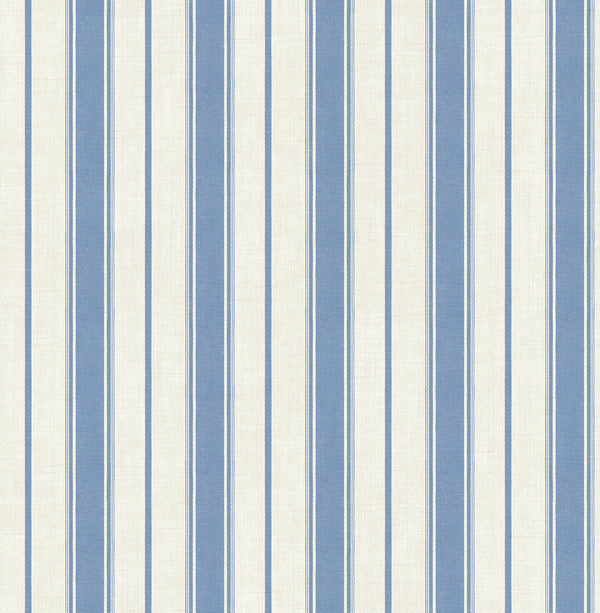 Fentucci Eliott Linen Stripe Wallcovering - Country Stripe - Blue Bell