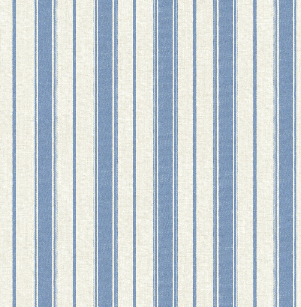 Fentucci Eliott Linen Stripe Wallpaper - Country Stripe - Blue Bell