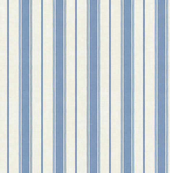 Fentucci Eliott Linen Stripe Wallpaper - Country Stripe - Blue Bell