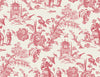 Malibu Colette Chinoiserie Wallpaper - Country Toile - Antique Ruby