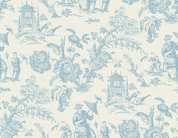 Colette Chinoiserie Country Toile - Bleu Bisque | Architectural Wallcoverings