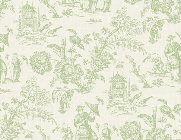 Colette Chinoiserie Country Toile - Herb | Architectural Wallcoverings
