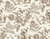Malibu Colette Chinoiserie Wallpaper - Country Toile - Hickory Smoke