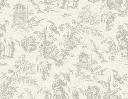 Colette Chinoiserie Country Toile - French Grey | Architectural Wallcoverings