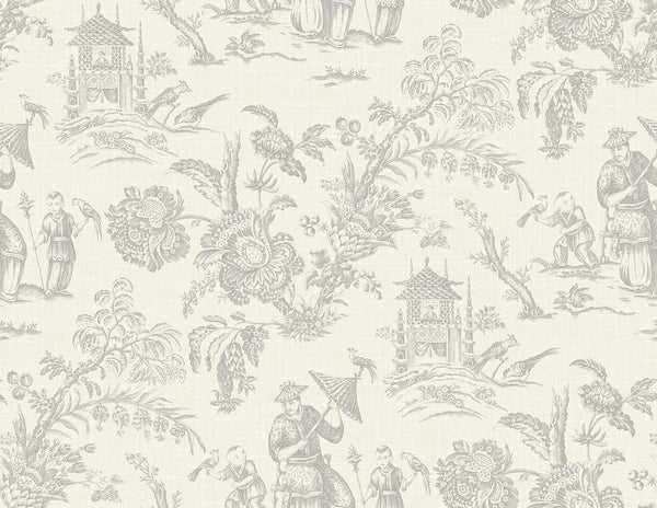 Colette Chinoiserie Country Toile - French Grey | Architectural Wallcoverings