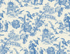 Malibu Colette Chinoiserie Wallpaper - Country Toile - Denim Wash