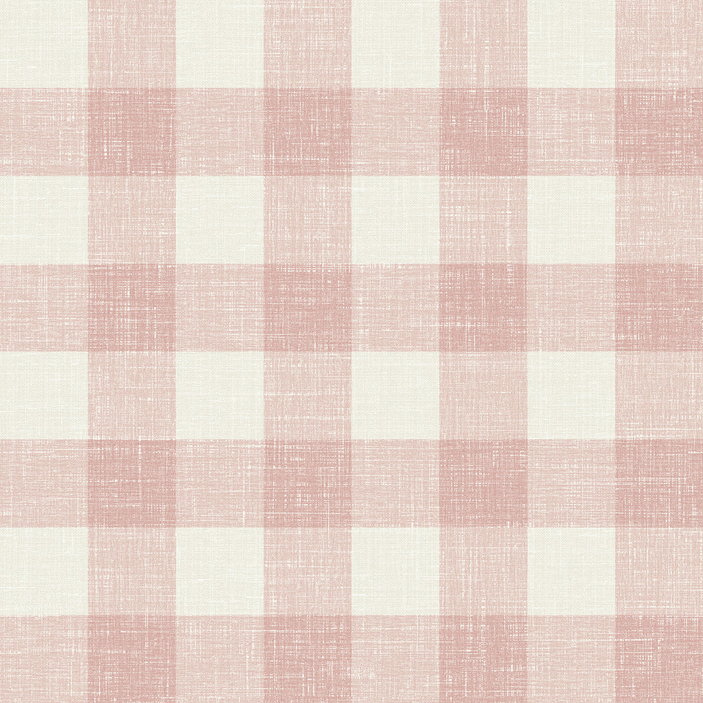 Malibu Bebe Gingham Wallpaper - Country Plaid - Rustic Rouge
