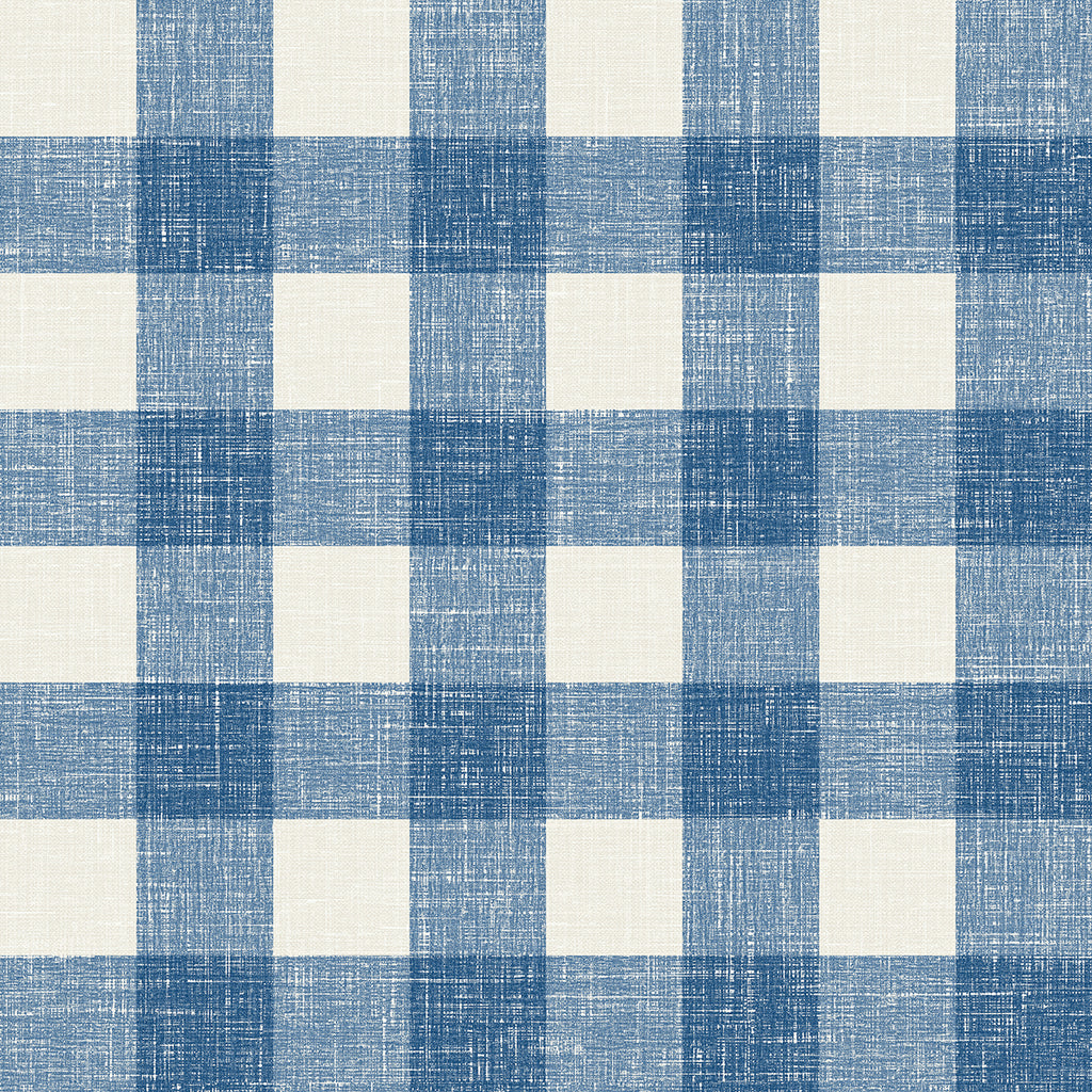 Malibu Bebe Gingham Wallpaper - Country Plaid - Denim Wash