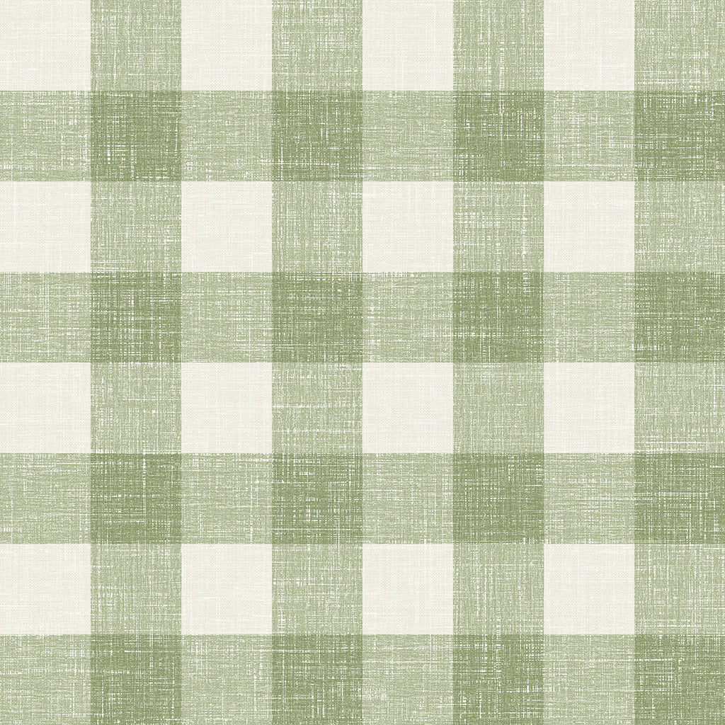 Malibu Bebe Gingham Wallpaper - Country Plaid - Herb