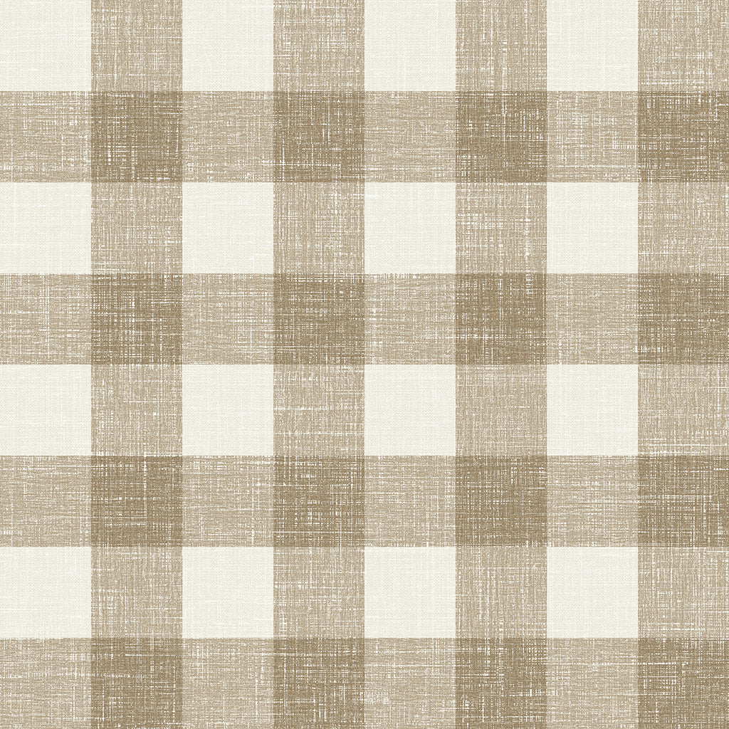 Malibu Bebe Gingham Wallpaper - Country Plaid - Driftwood