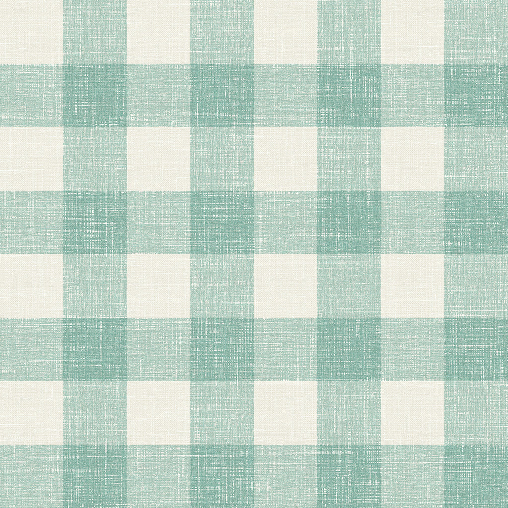 Malibu Bebe Gingham Wallpaper - Country Plaid - Minty Meadow