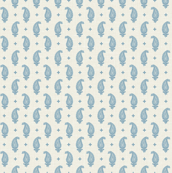 Malibu Maia Paisley Wallpaper - Country Botanical - Bleu Bisque