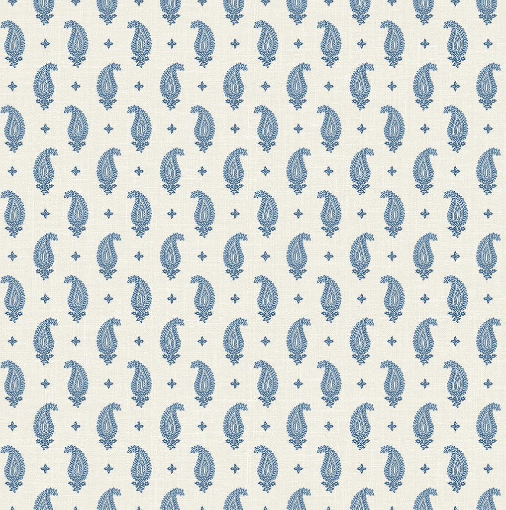 Malibu Maia Paisley Wallpaper - Country Botanical - French Blue