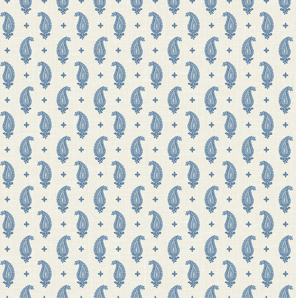 Malibu Maia Paisley Wallpaper - Country Botanical - French Blue